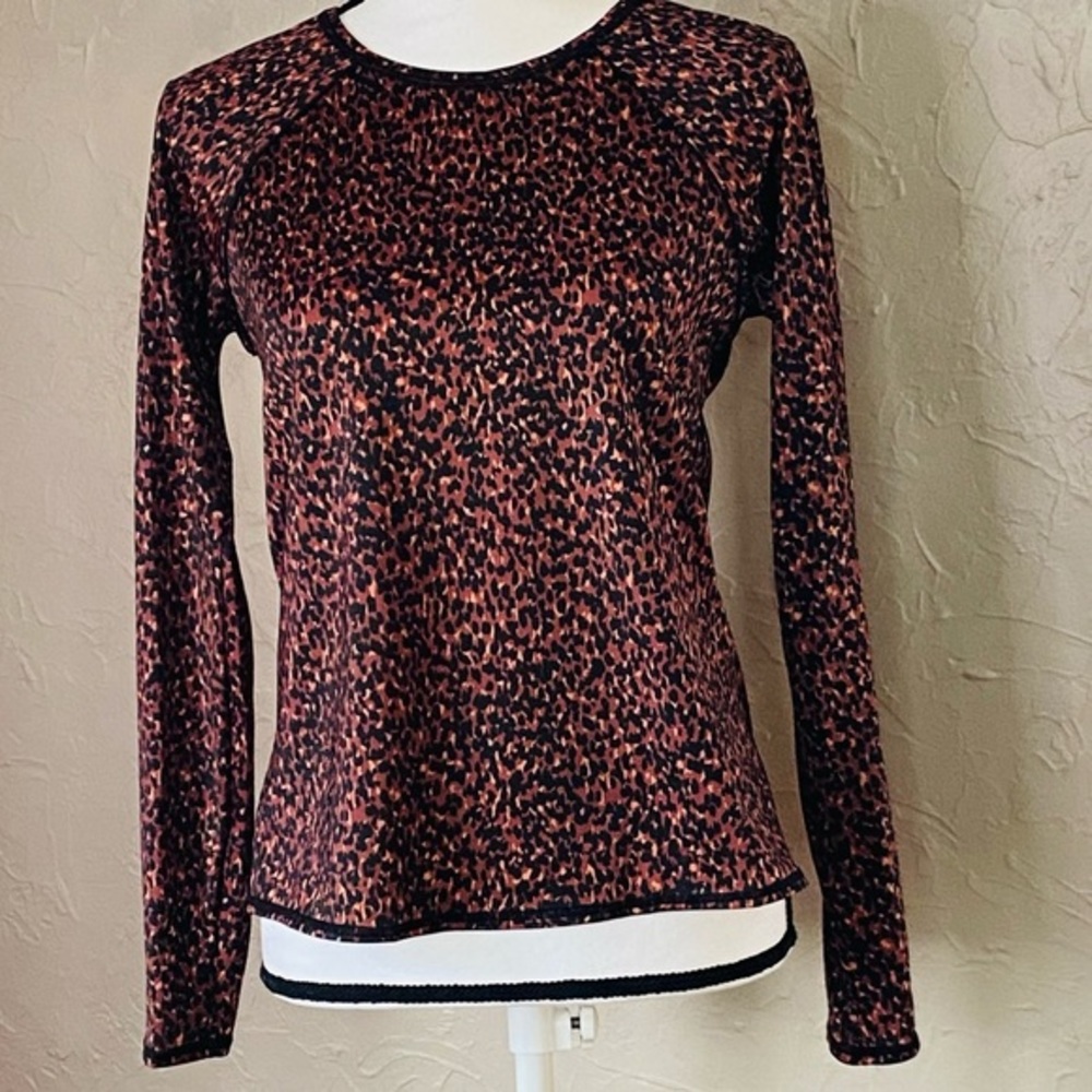 ALL In Motion NWT black/brown animal print long sleeve swim top